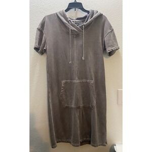 Toad&Co Hoodie Dress Womens Small Gray Hemp Organic Cotton Short Sleeve
